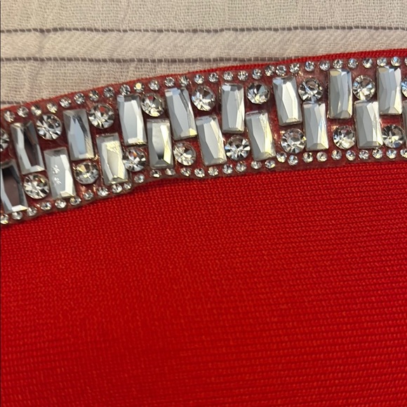 Red Dress with Rhinestone Trim - Picture 2 of 4